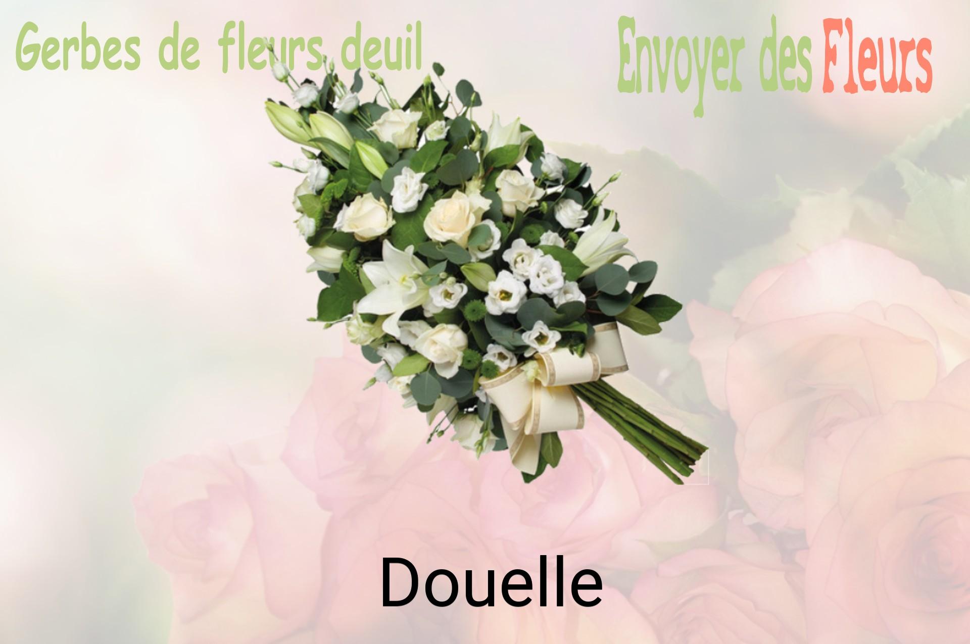 Gerbe de fleurs de deuil livrée à Douelle
